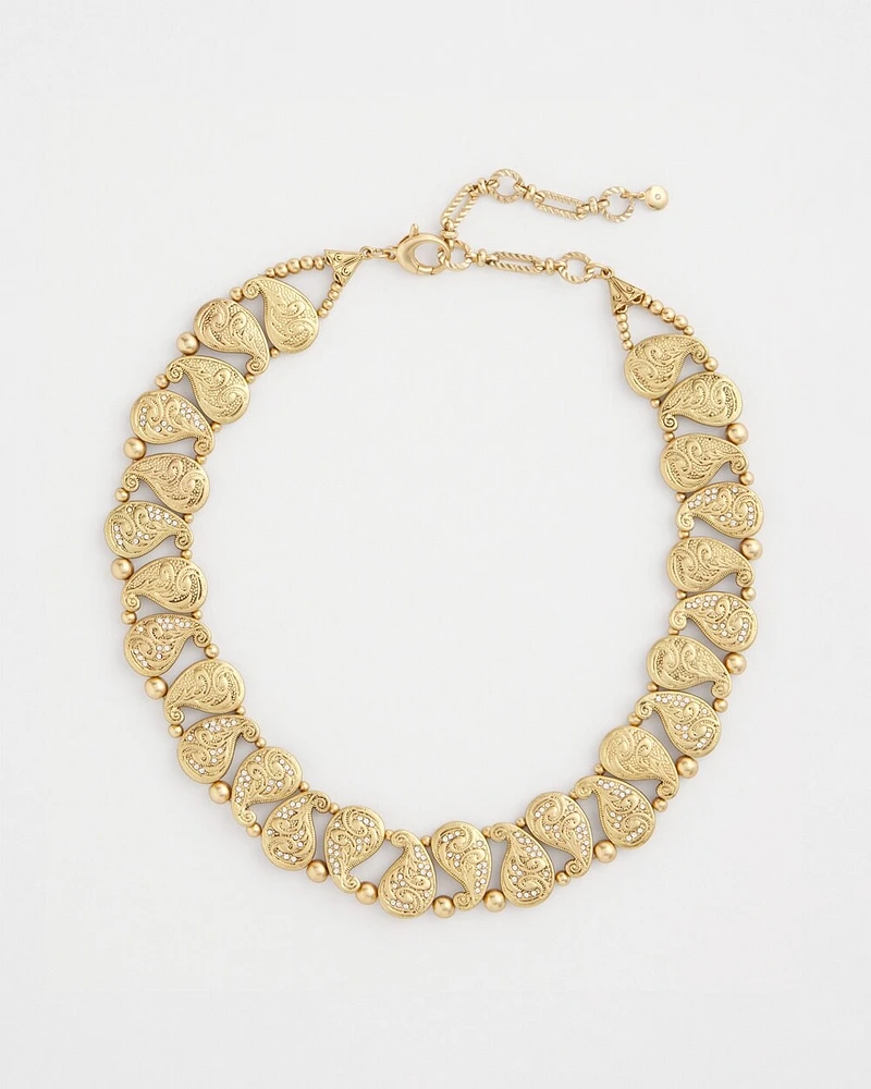 Paisley Gold Tone Collar Necklace