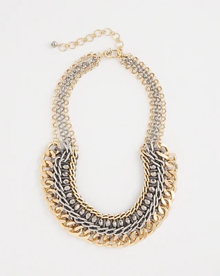 Mixed-Metal Chain Collar Necklace