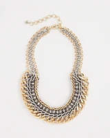 Mixed-Metal Chain Collar Necklace