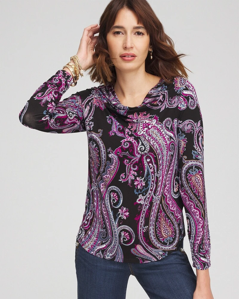 Touch of Cool\u2122 Paisley Cowl Neck Tee