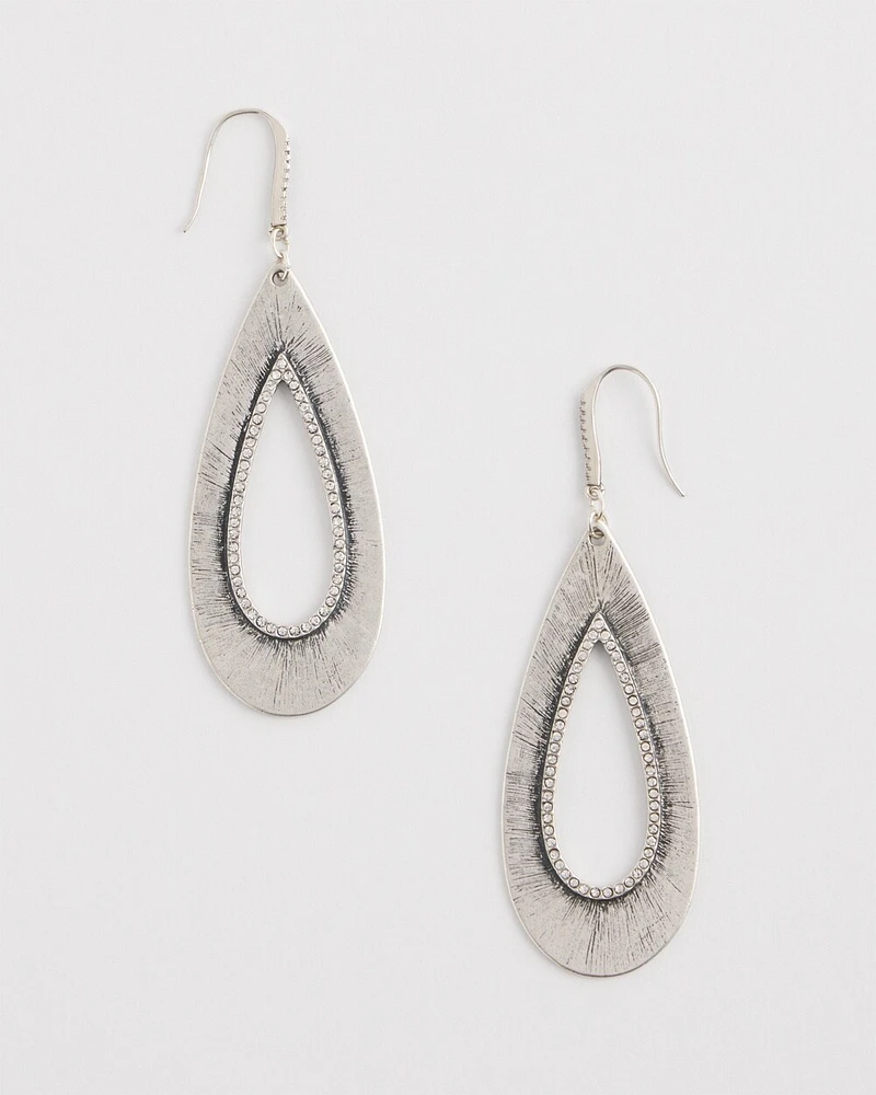 No Droop\u2122 Silver Tone Teardrop Earrings