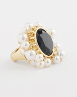 Faux Gem & Pearl Ring