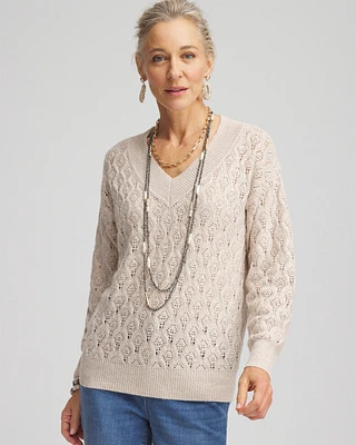 Sequin Cable Knit Pullover Sweater