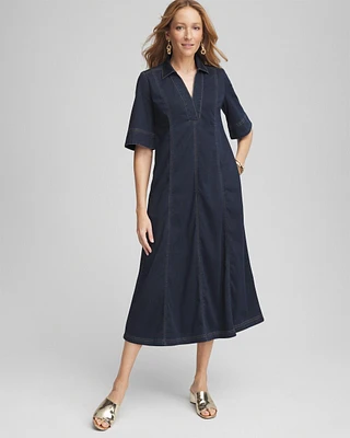 Petite Stretch Denim Maxi Dress