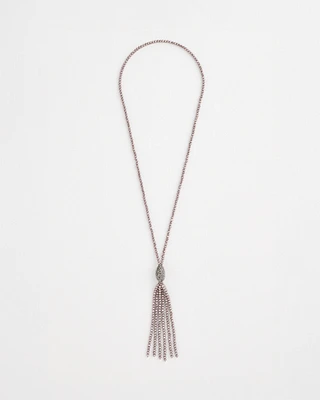 Purple Beaded Tassel Necklace