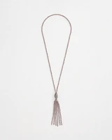 Purple Beaded Tassel Necklace