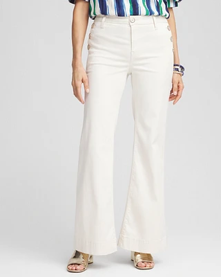 Sateen Button Flare Pants