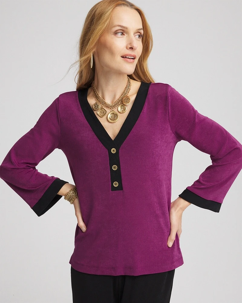 Travelers\u2122 V-Neck Button Top