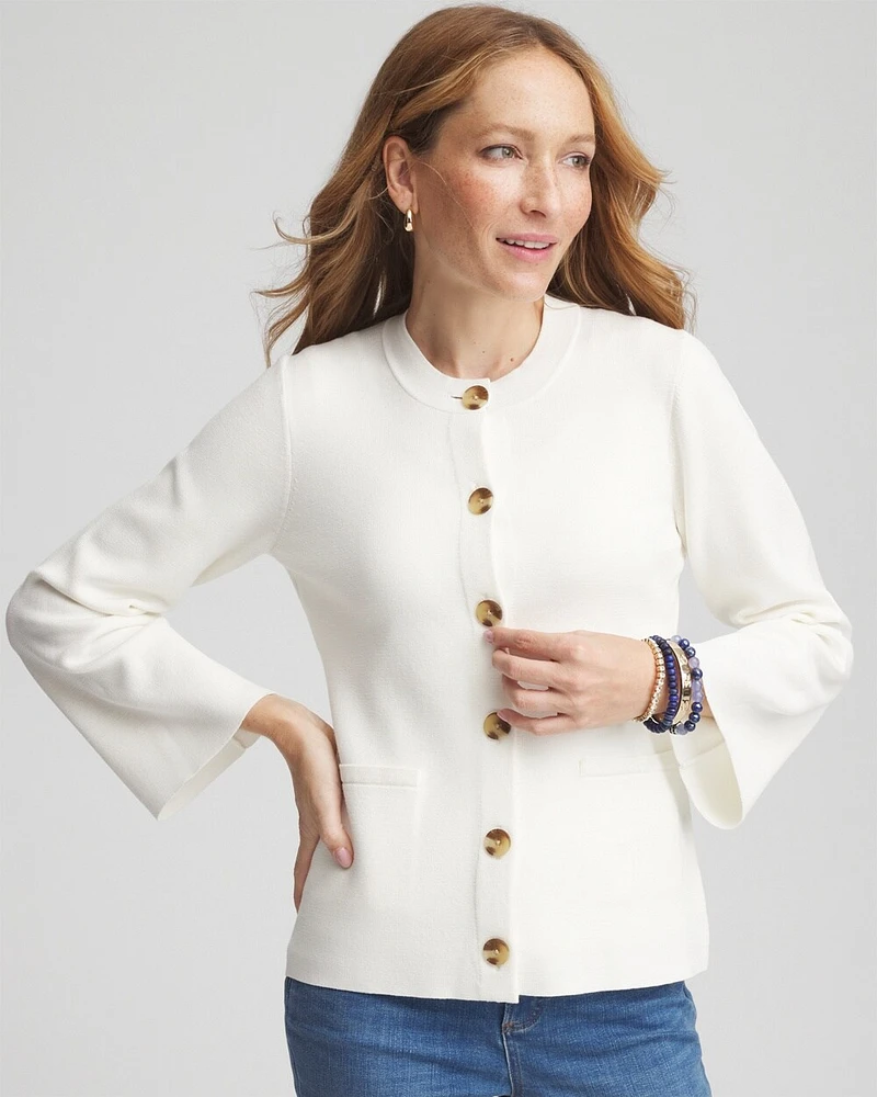 Faux Horn Button-Up Cardigan