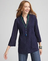 Poplin Eyelet V-Neck Tunic