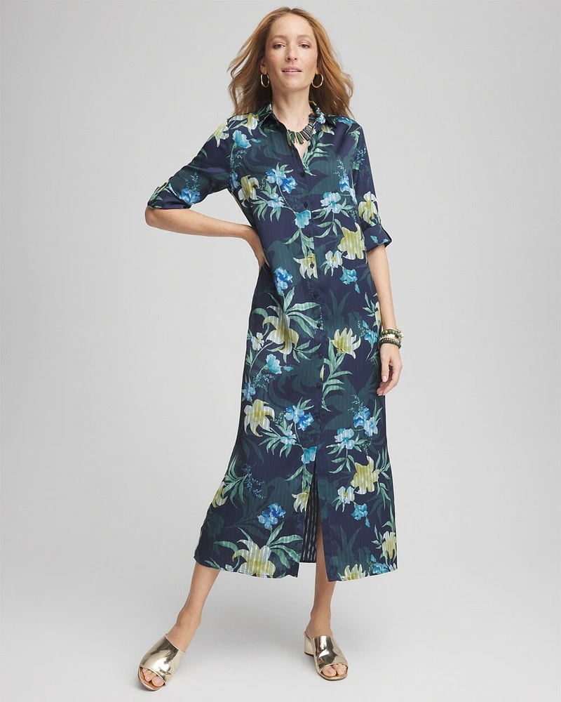 Petite Satin Belted Maxi Shirtdress