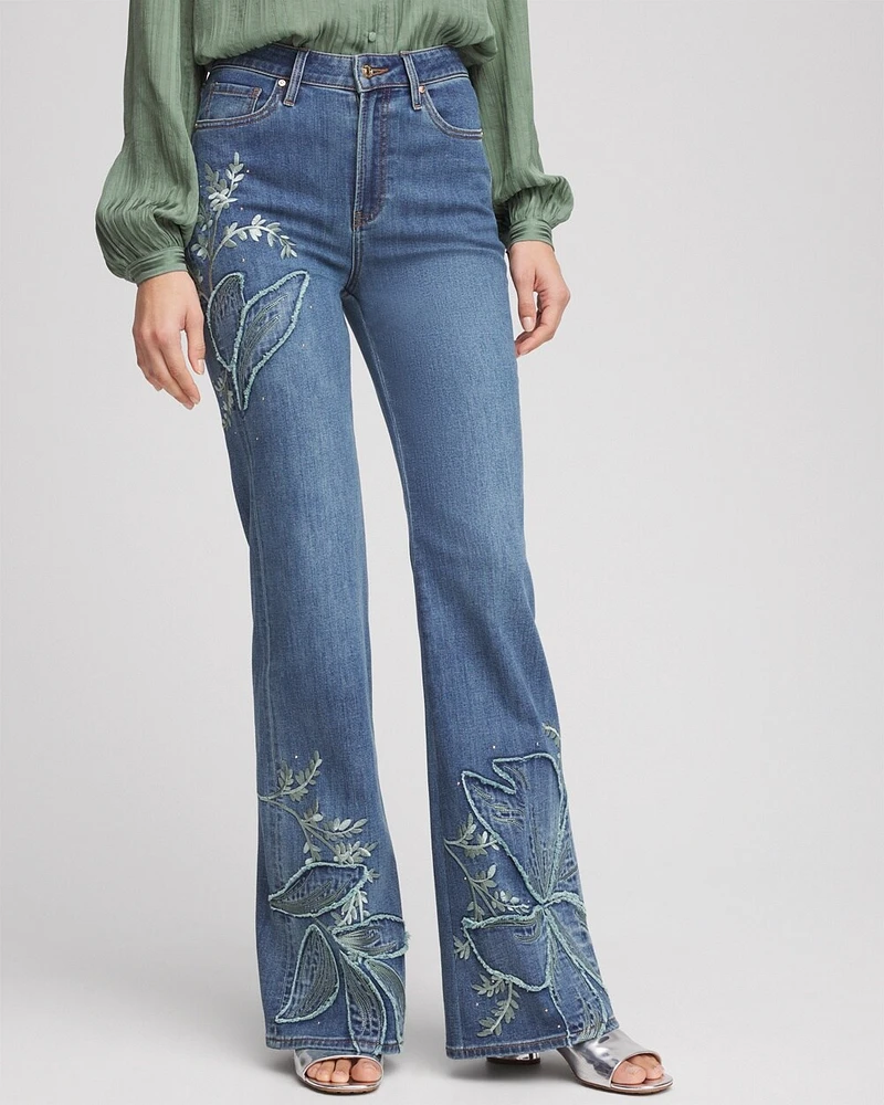 Applique Decorated Denim Jeans