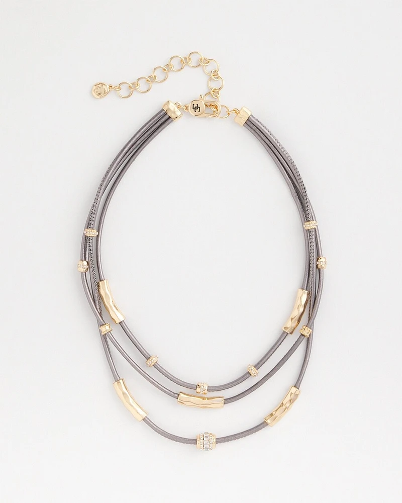 Mixed Metal Triple Strand Necklace