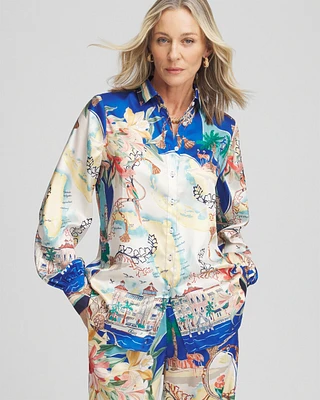 Faux Silk Sanibel Print Shirt