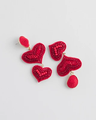 Seed-Bead Heart Earrings