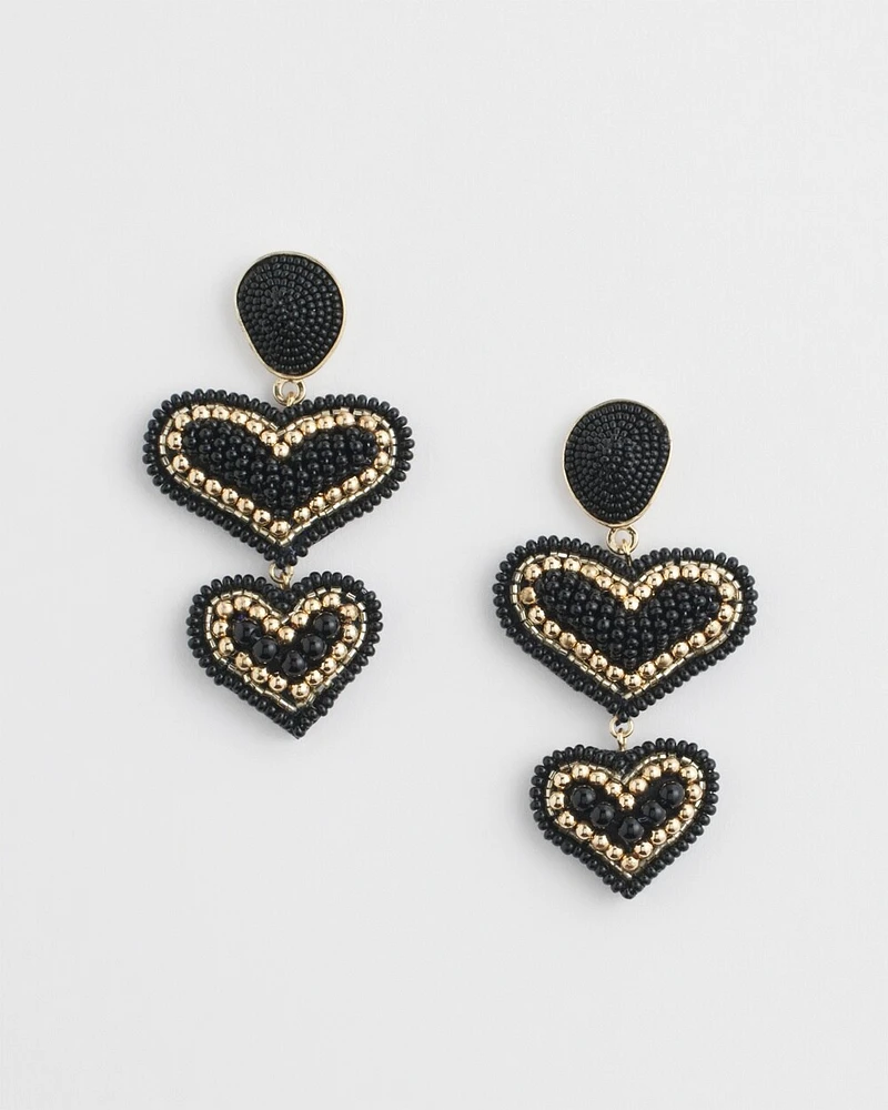 Seed-Bead Heart Earrings