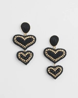 Seed-Bead Heart Earrings