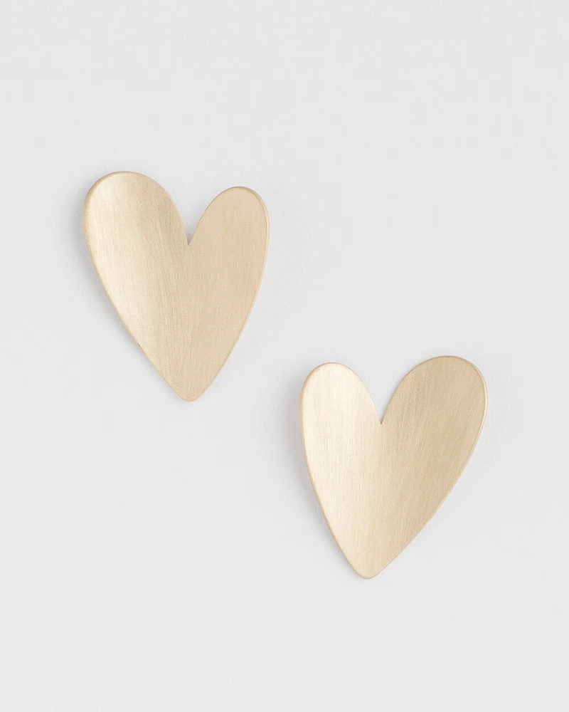 Gold-Tone Stud Heart Earrings