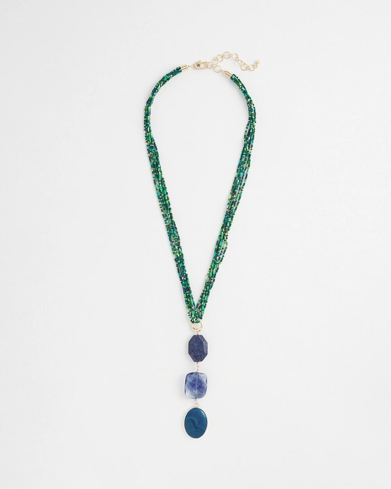 Agate Lapis Lazuli Pendant Necklace