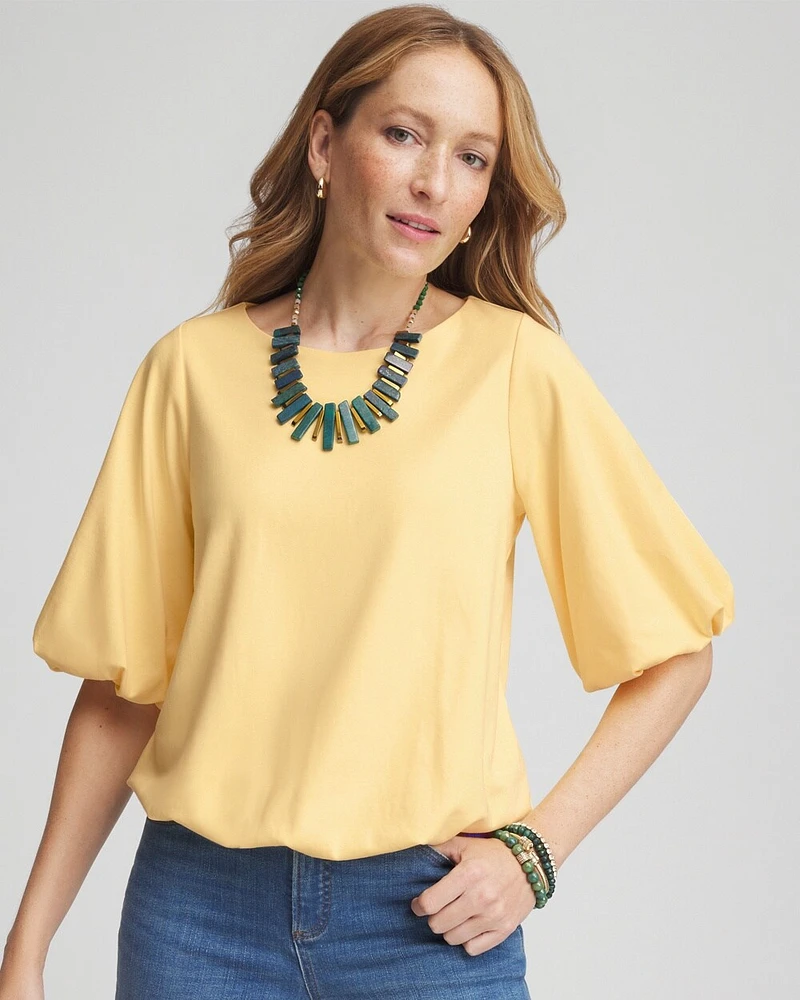 Bubble Hem Pleated Cotton Top