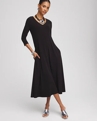 V-Neck Jersey Midi Dress