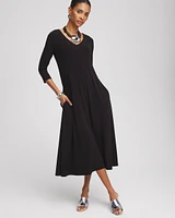 V-Neck Jersey Midi Dress