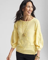 Golden Haze Embroidered Pullover Sweater