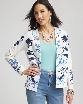 Jacquard Embroidered Cardigan