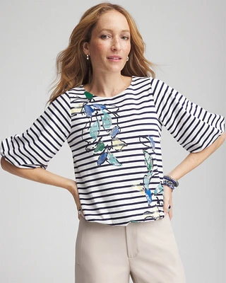 Embellished Striped Bubble Hem Top