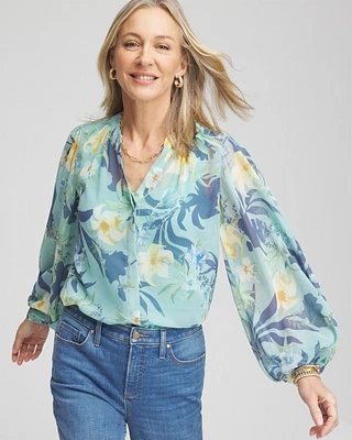 Floral Pintuck Sleeve Blouse