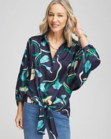 Floral Tie-Front Batwing Blouse