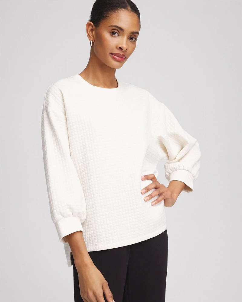 Zenergy\u00AE Jacquard Bubble-Sleeve Top