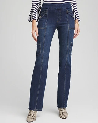 Petite Pull On Utility Bootcut Jeans