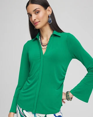 Collared Ruched Seam Top