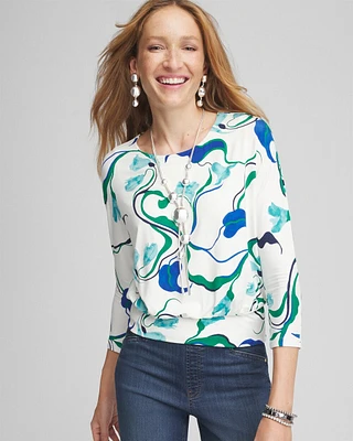 Touch of Cool\u2122 Floral Banded-Hem Top