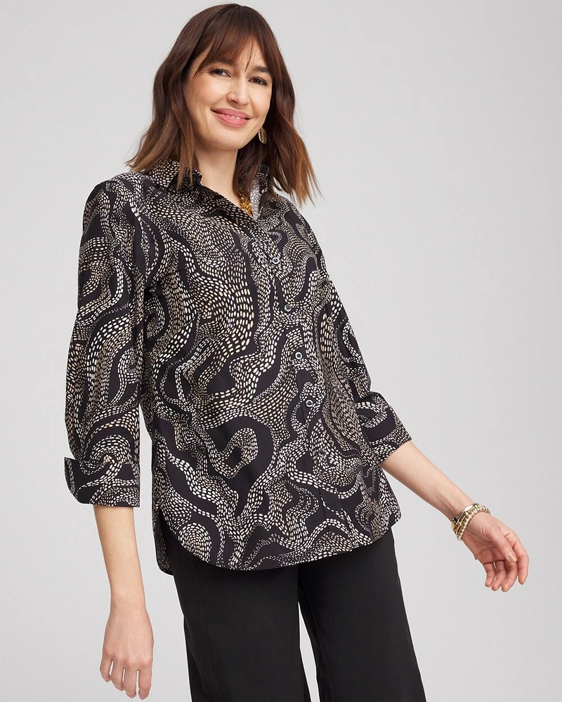 No Iron\u2122 Sateen Swirls Print Shirt