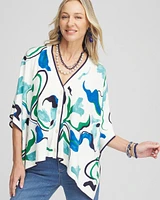 Floral Button-front Poncho