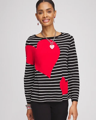 Valentine's Day Striped Pullover Sweater