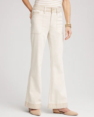 Colorblock Wide Flare Jeans