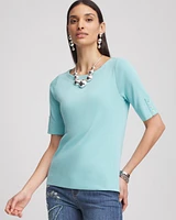 Pima Cotton Bateau-Neck Tee