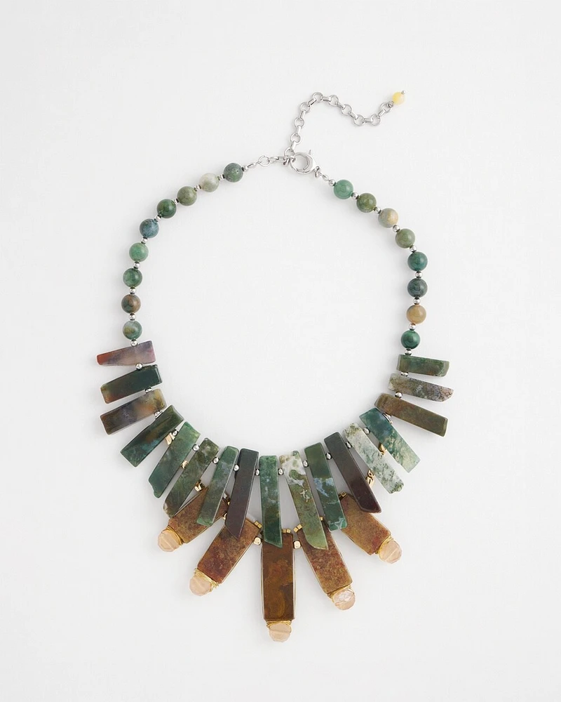 Moss Agate Bib Necklace