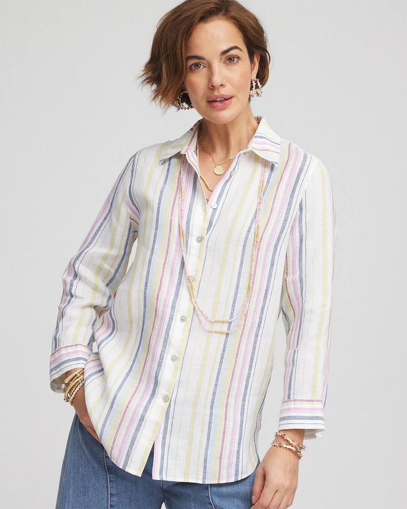 No Iron\u2122 Multi Stripe Linen Shirt