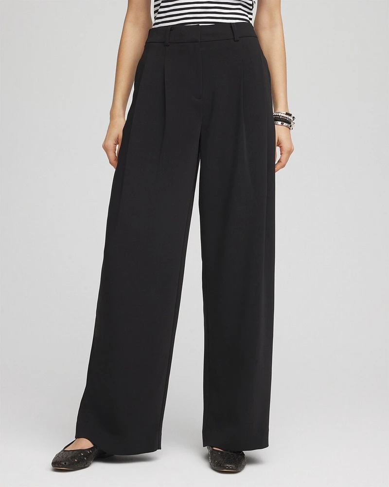 Crepe Pleated Wide-Leg Pants