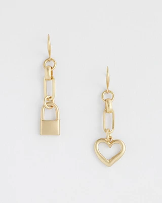 Padlock & Heart Earrings