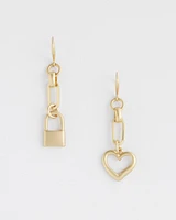 Padlock & Heart Earrings