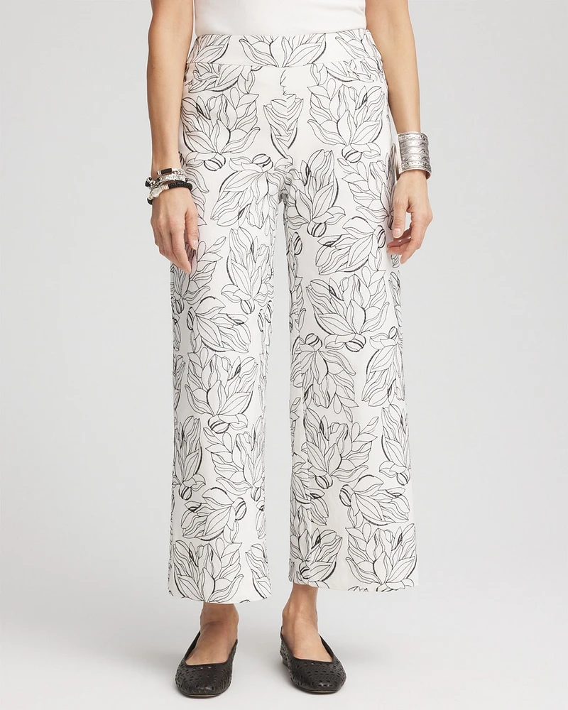 Brigitte\u2122 Floral Embroidered Wide-Leg Cropped Pants