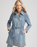 Petite Tailored Whipstitch Denim Trench Coat