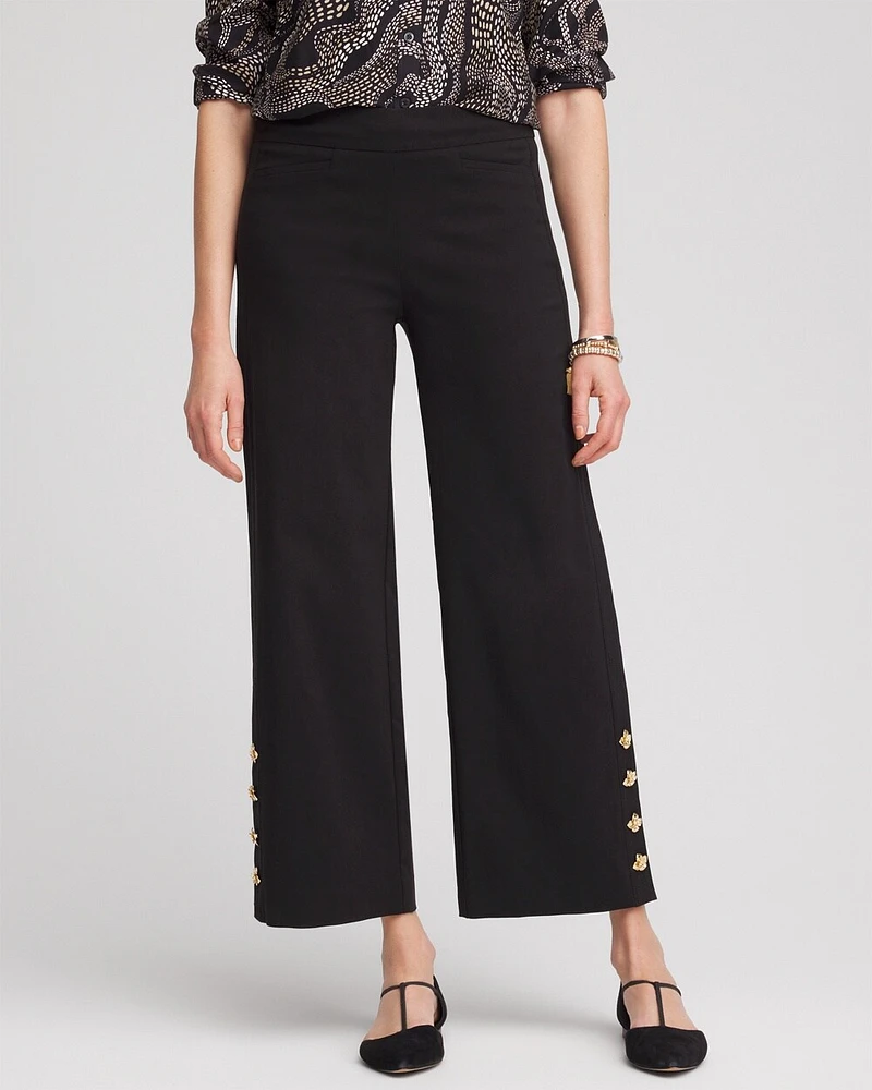 Brigitte\u2122 180 Wide-Leg Button Hem Cropped Pants