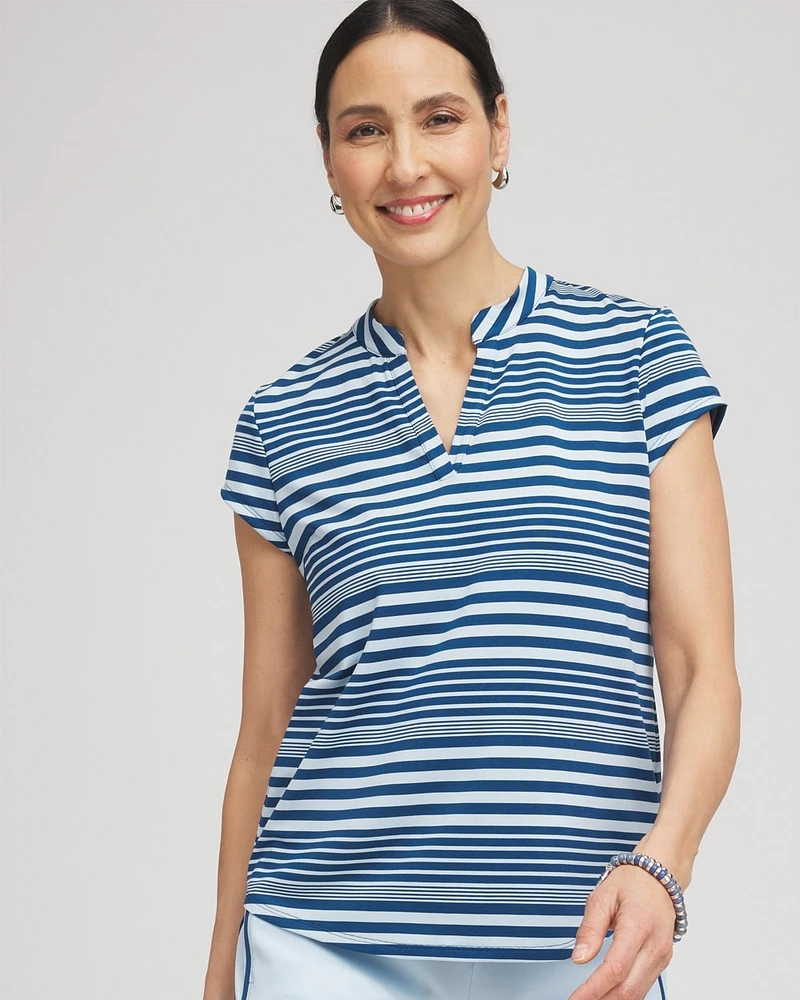 Zenergy\u00AE UPF Stripe Cap Sleeve Tee