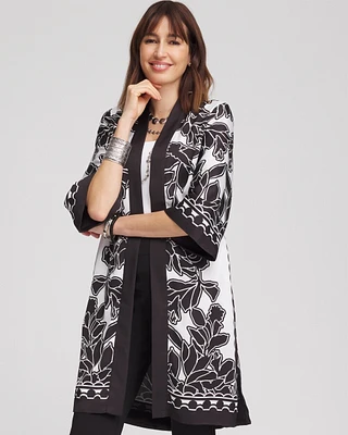 Floral Print Open-Front Kimono